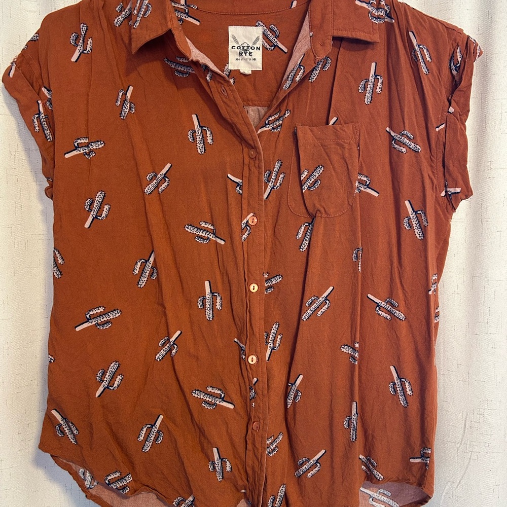 Button-Up Shirt with cactus pattern